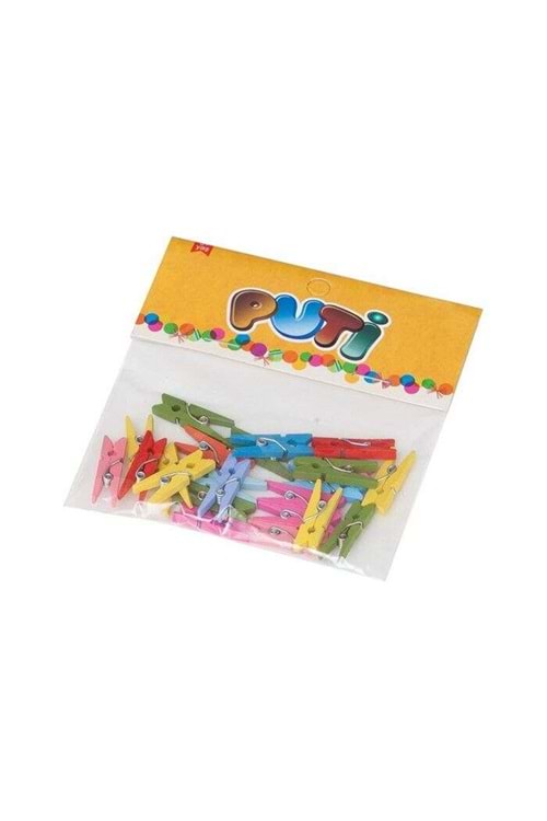 PUTİ AHŞAP MANDAL RENKLİ BÜYÜK 12 Lİ