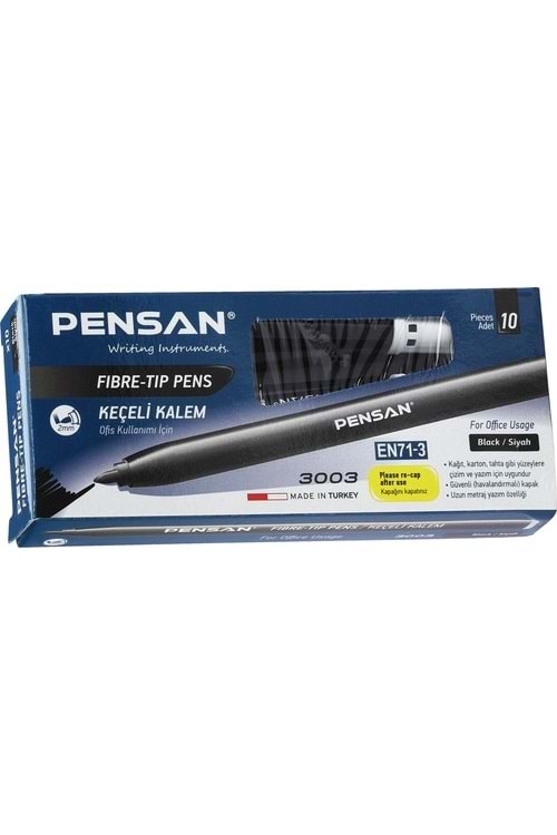 PENSAN KEÇELİ KALEM OFİS SİYAH 12 Lİ PK.