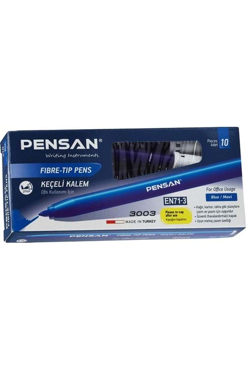 PENSAN KEÇELİ KALEM OFİS MAVİ 12 Lİ PK.