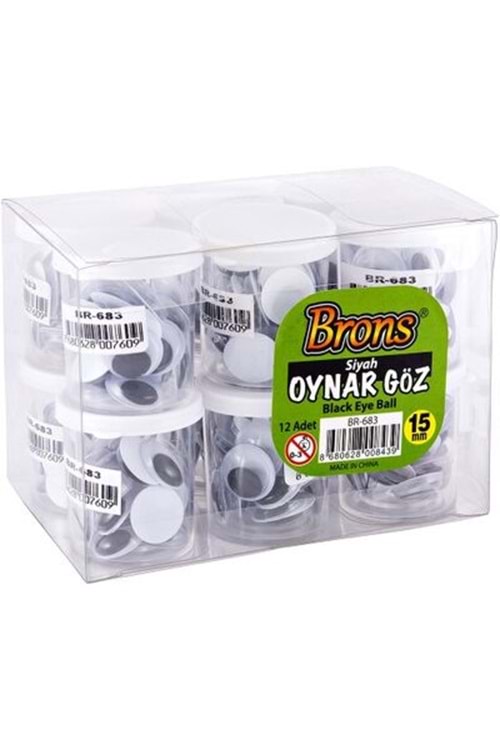 BRONS OYNAR GÖZ TUZLUKLU 15 MM.SİYAH 12 Lİ PK.BR-683