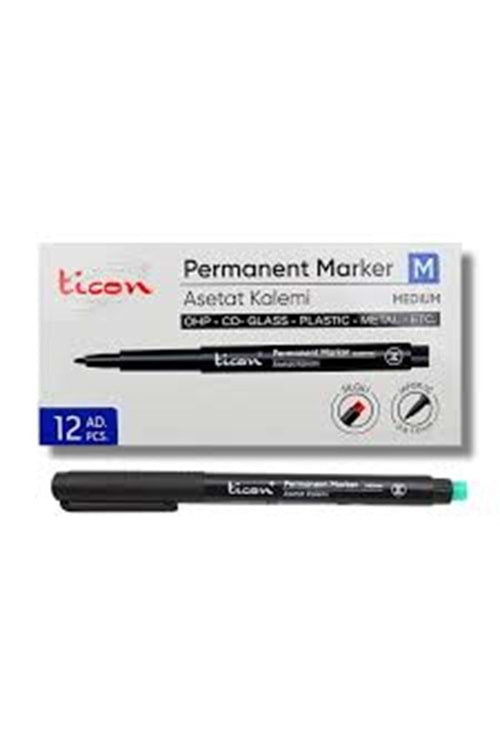 TİCON ASETAT-PERMANENT KALEM (M) SİYAH
