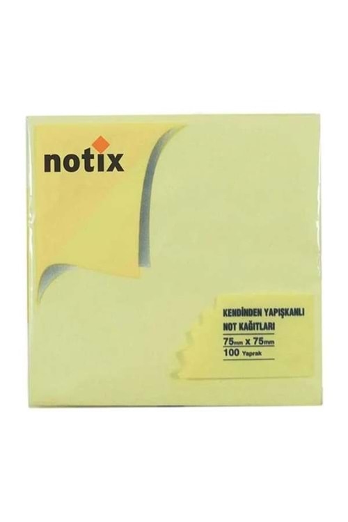 NOTİX YAPIŞKANLI NOT KAĞIDI 75*75 mm.PASTEL SARI
