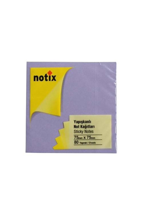 NOTİX YAPIŞKANLI NOT KAĞIDI 75*75 mm.PASTEL MOR