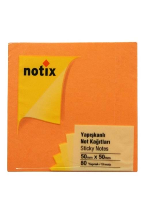 NOTİX YAPIŞKANLI NOT KAĞIDI 75*75 mm.NEON TURUNCU