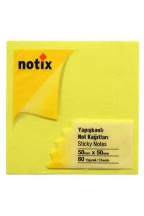 NOTİX YAPIŞKANLI NOT KAĞIDI 75*75 mm.NEON SARI