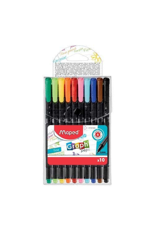 MAPED FİNELİNER KALEM 10 RENK 0.4 MM.GRAPH PEPS