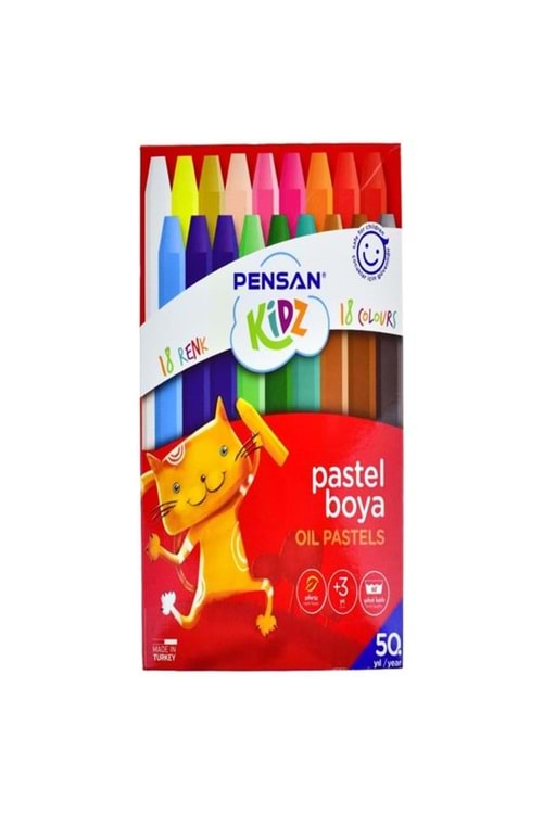 PENSAN PASTEL BOYA 18 RENK KARTON KUTU