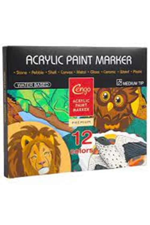 CENGO AKRİLİK PAINT KALEM MEDIUM 12 RENK CGO-603