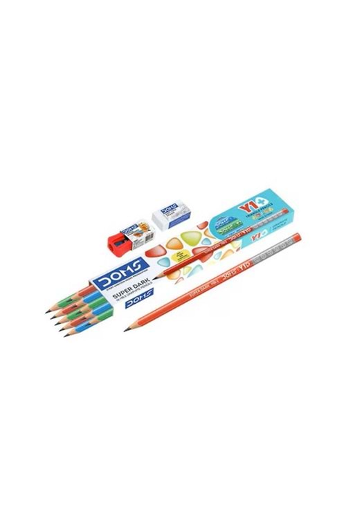 DOMS Y1+ ÜÇGEN KURŞUN KALEM 12 ADET+KALEMTRAŞ+SİLGİ 7151