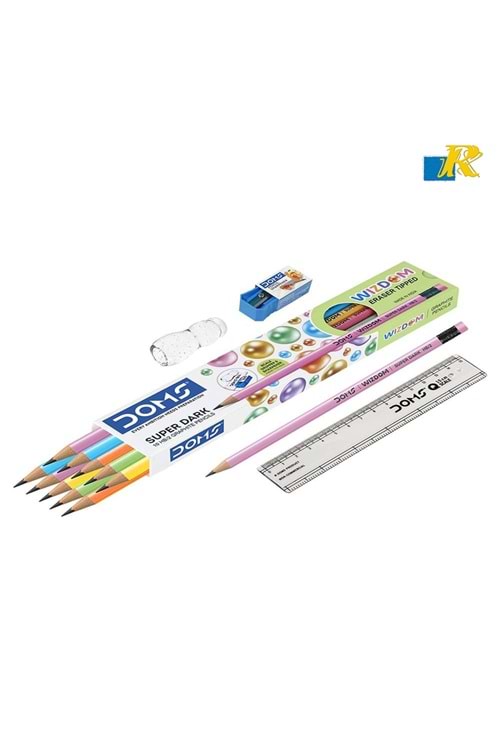 DOMS WIZDOM KURŞUN KALEM 12 ADET+KALEMTRAŞ+K.TUTACAK+CETVEL 8499