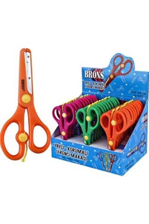 BRONS ÖĞRENCİ MAKASI YAYLI-KORUMALI 30 LU PK.BR-697