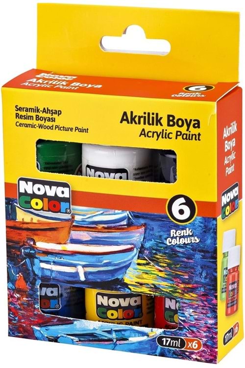 NOVA COLOR AKRİLİK BOYA 6 RENK ŞİŞE 17 ML.NC-2006