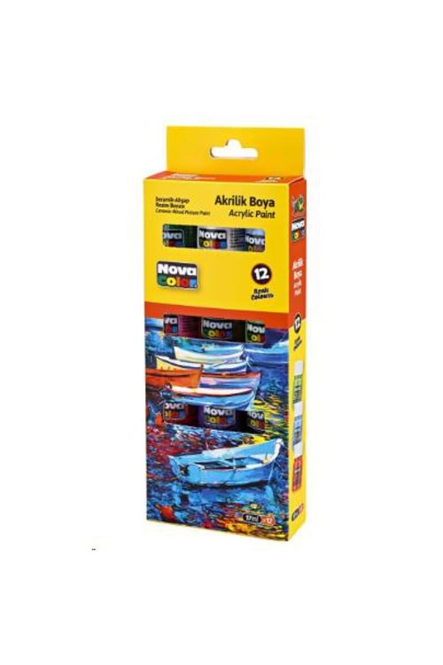 NOVA COLOR AKRİLİK BOYA 12 RENK ŞİŞE 17 ML.NC-2008