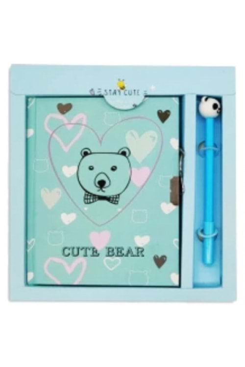 TAROS CUTE BEAR KALEMLİ KİLİTLİ HATIRA DEFTERİ-7118