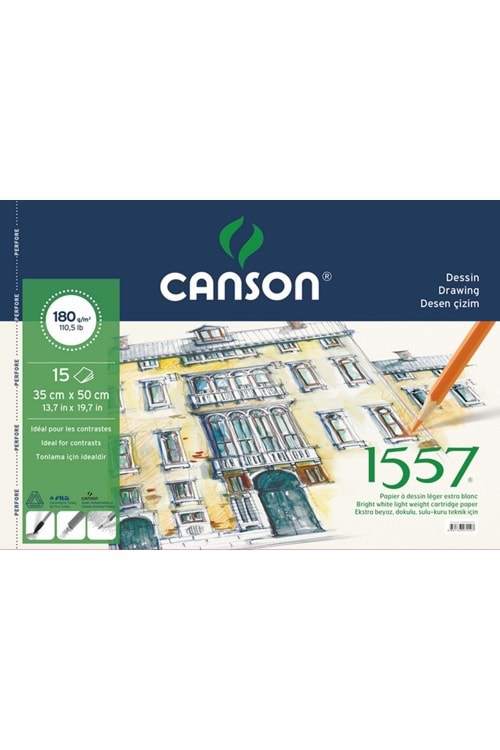 CANSON 1557 RESİM BLOK 180GR 35x50 15 YP.SPİRALLİ