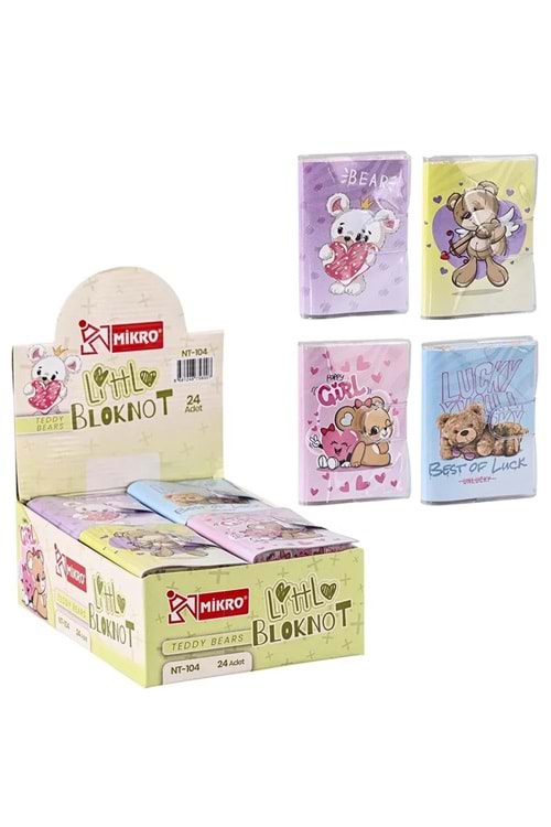 MİKRO NOT DEFTERİ A7 CIRTLI 24 LÜ TEDY BEARS NT-104