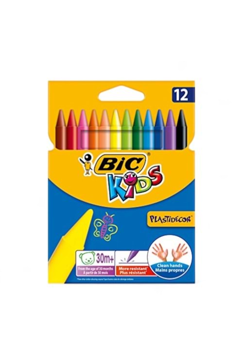 BİC MUM BOYA 12 RENK PLASTİDECOR