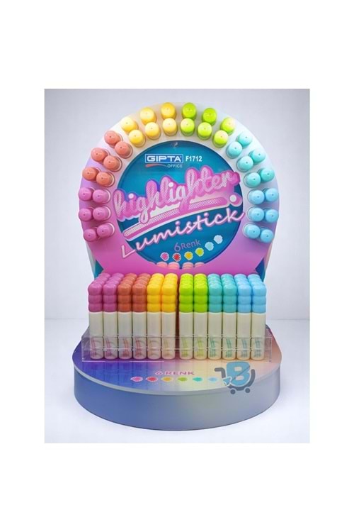 GIPTA FOSFORLU KALEM SİMLİ LUMİSTİCK 6 RENK 180 Lİ STAND KOD:F1728