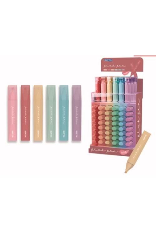 GIPTA FOSFORLU KALEM PICKPEN PASTEL 6 RENK 180 Lİ STAND F1420