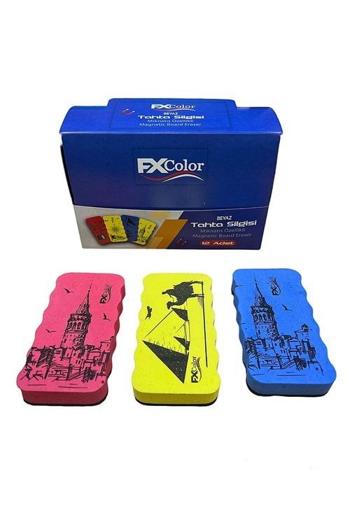 FXCOLOR TAHTA SİLGİSİ SÜNGER MIKNATISLI 12 Lİ