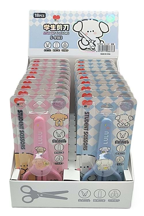 AKGN MAVİ PEMBE AYICIK ÖĞRENCİ MAKASI 18 Lİ KOD:S-9183