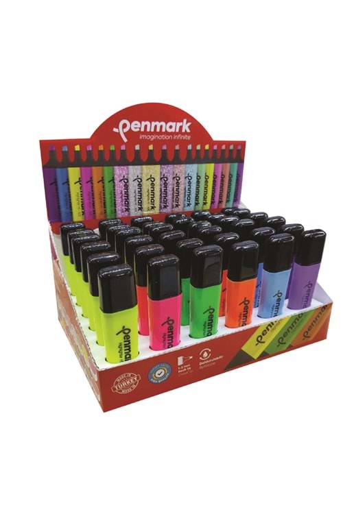 PENMARK FOSFORLU KALEM NEON 36 LI STAND 6 RENK