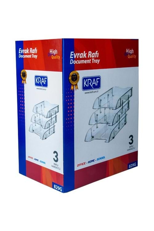 KRAF EVRAK RAFI 3 LÜ RAYLI ŞEFFAF 829G