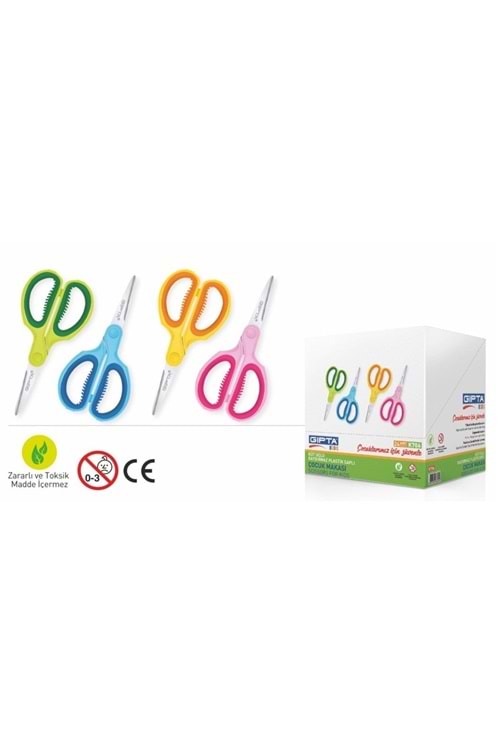 GIPTA ÇOCUK MAKASI KAUÇUK SAPLI 24 LÜ PK.KÜT UÇLU K706