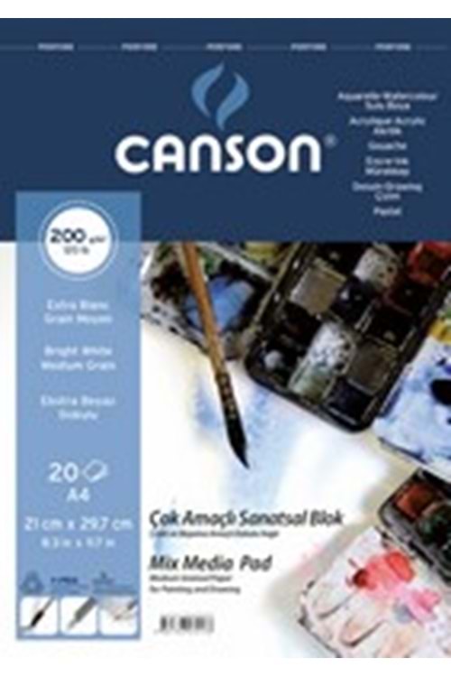 CANSON ÇOK AMAÇLI RESİM BLOK 200GR A4 20YP.ÜSTTEN SPİRALLİ