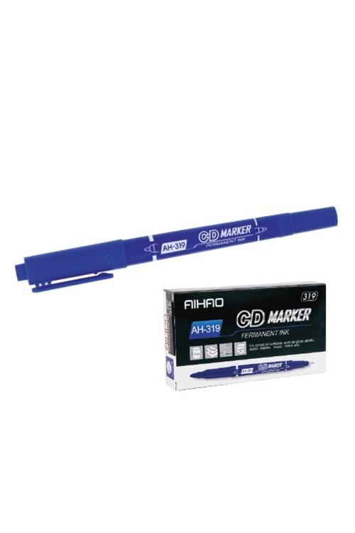 AIHAO ASETAT KALEM MAVİ ÇİFT UÇLU 12 Lİ PK.AH-319