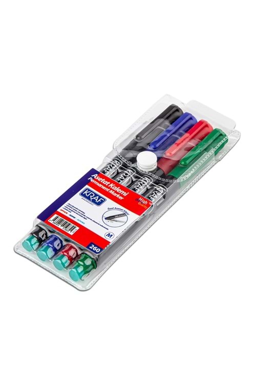 KRAF ASETAT KALEMİ (M) 4 LÜ BLİSTER NO:260