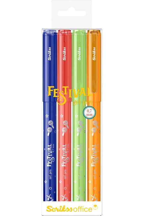 SCRİKSS FESTIVAL JEL KALEM 0.7 MM VİVİD RENKLER 4 LÜ BLISTER