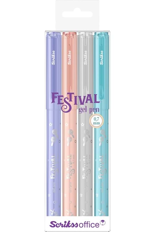 SCRİKSS FESTIVAL JEL KALEM 0.7 MM PASTEL RENKLER 4 LÜ BLISTER