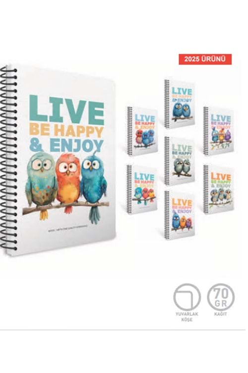 GIPTA DEFTER 80 YP.ÇİZGİLİ A4 SPİR.KRT.KPK.BIRDS 7678