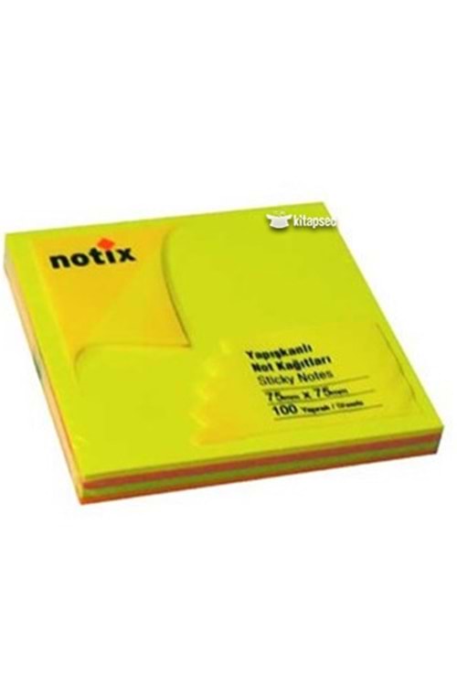 NOTİX YAPIŞKANLI NOT KAĞIDI 75*75 mm.NEON 4 RENK 100 LÜ