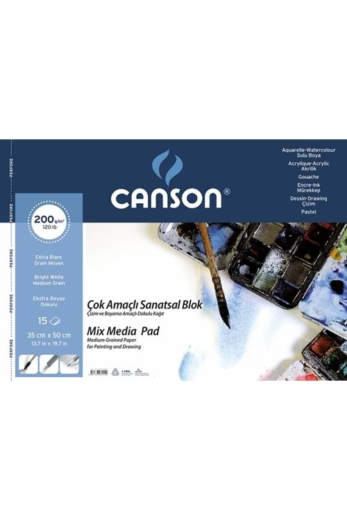 CANSON RESİM BLOK DOKULU 200 GR. 35*50 CM.15YP.SPİRALLİ