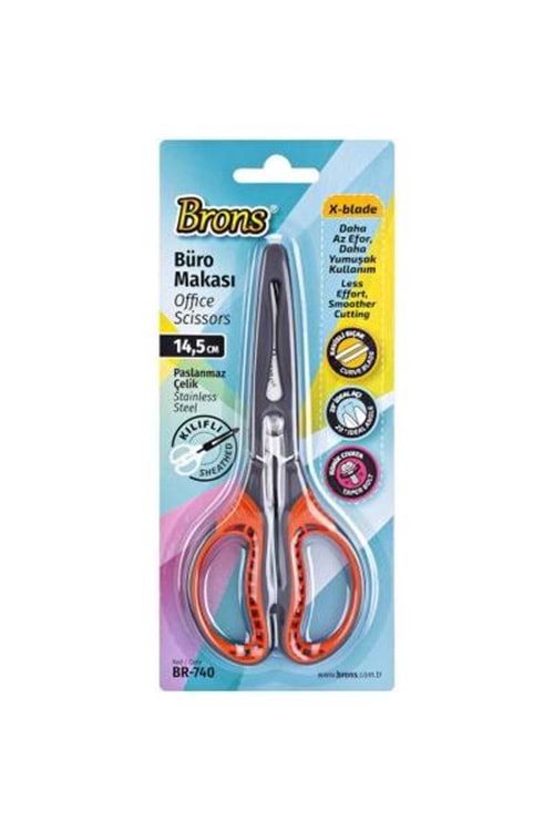 BRONS BÜRO MAKASI 14,5 CM.KORUMA KILIFLI BR-740