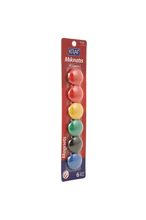 KRAF MIKNATIS 6 LI 30 MM.YUVARLAK RENKLİ