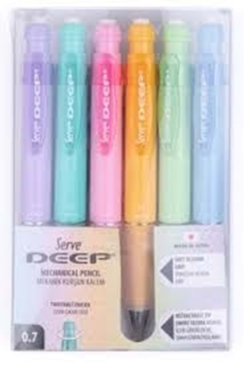SERVE DEEP VERSATİL KALEM DÜZ PASTEL 0.7 MM 6 LI PK.