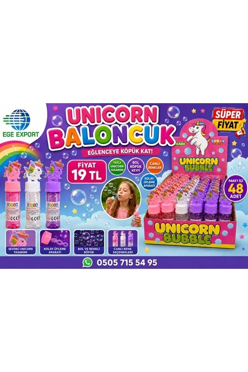 OLGUN UNICORN KÖPÜK BALONCUK 48 Lİ PK.