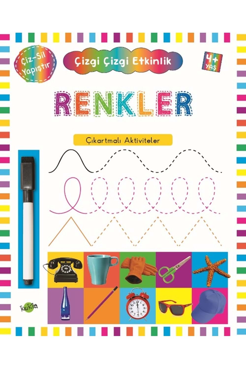KUKLA ÇİZGİ ÇİZGİ ETKİNLİK-RENKLER (ÇIKARTMALI-ÇİZ SİL)