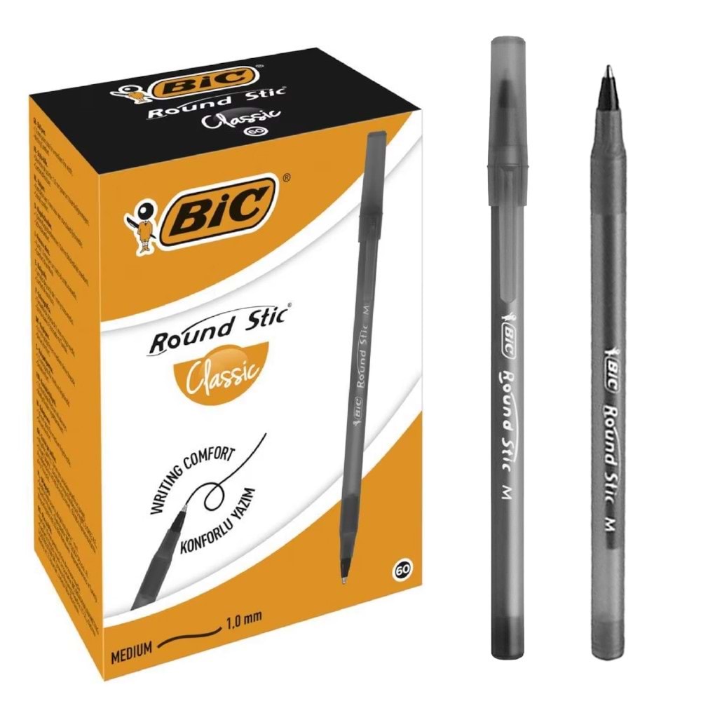 BİC ROUND SİYAH TÜKENMEZ KALEM 60 LI PAKET