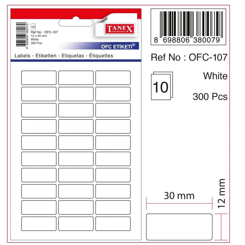TANEX BEYAZ ÜRÜN ETİKETİ 300 LÜ 12*30 OFC-107