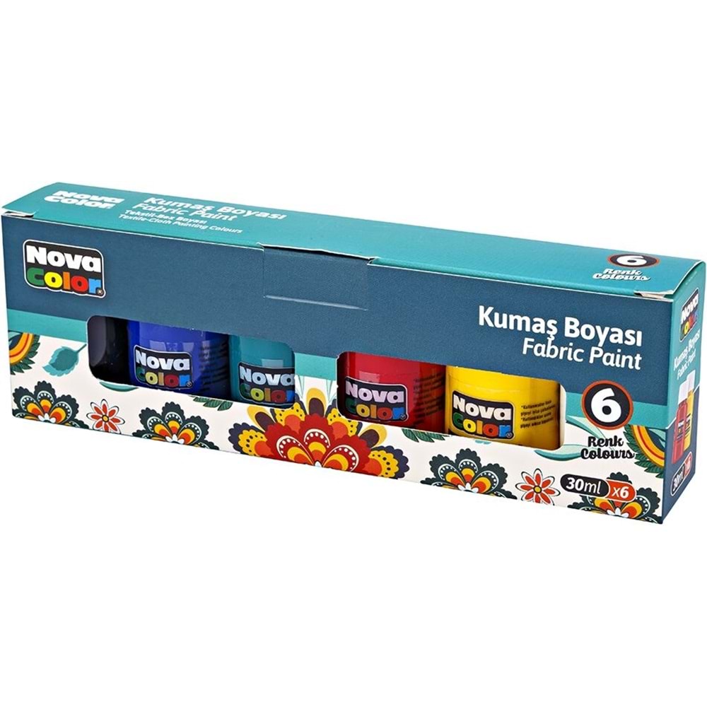 NOVA COLOR KUMAŞ BOYASI 6 RENK 30 ML.ŞİŞE KOD: NC-188