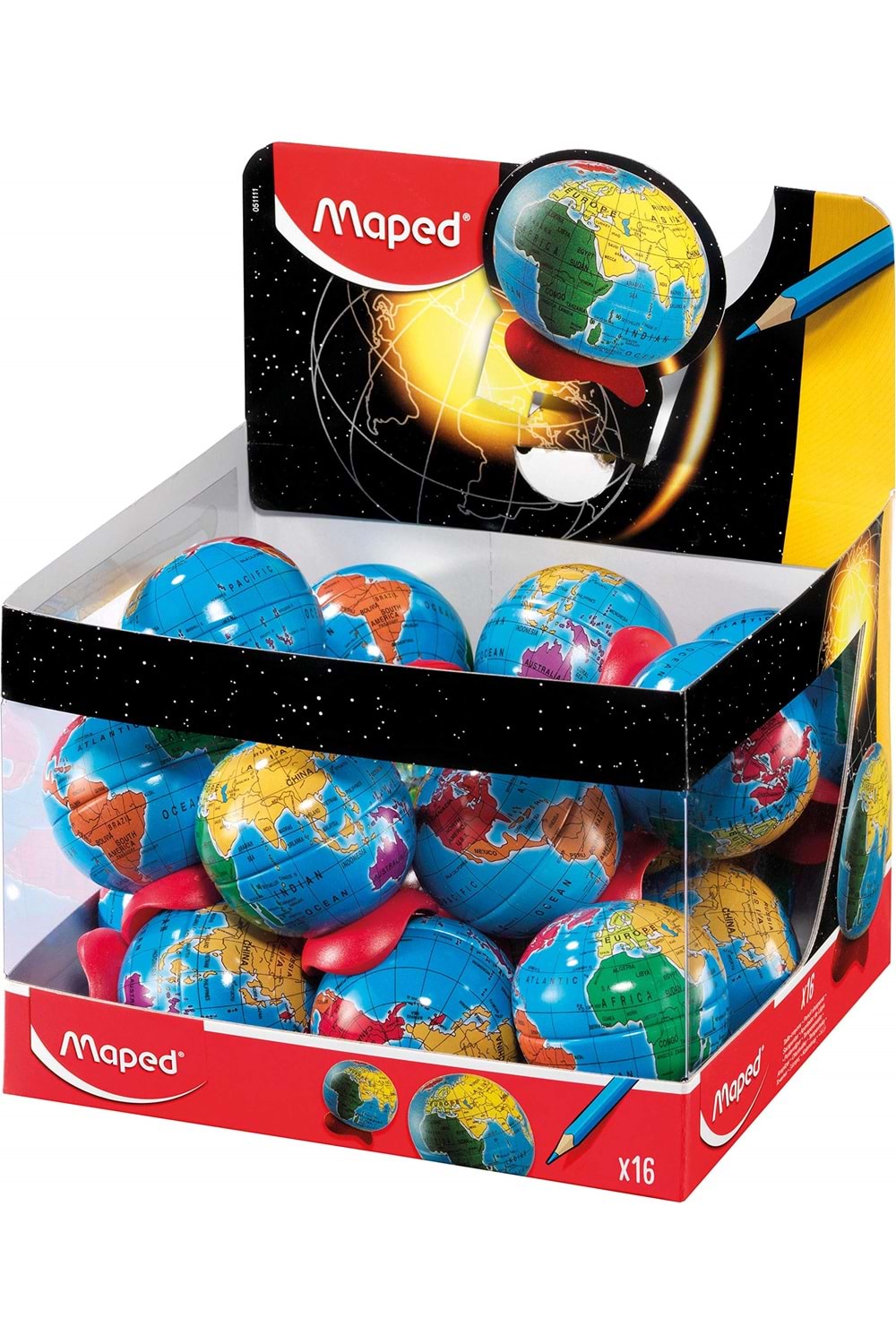 MAPED GLOBE KALEMTRAŞ DÜNTA TEK BIÇAK HAZNELİ 16 LI PK.