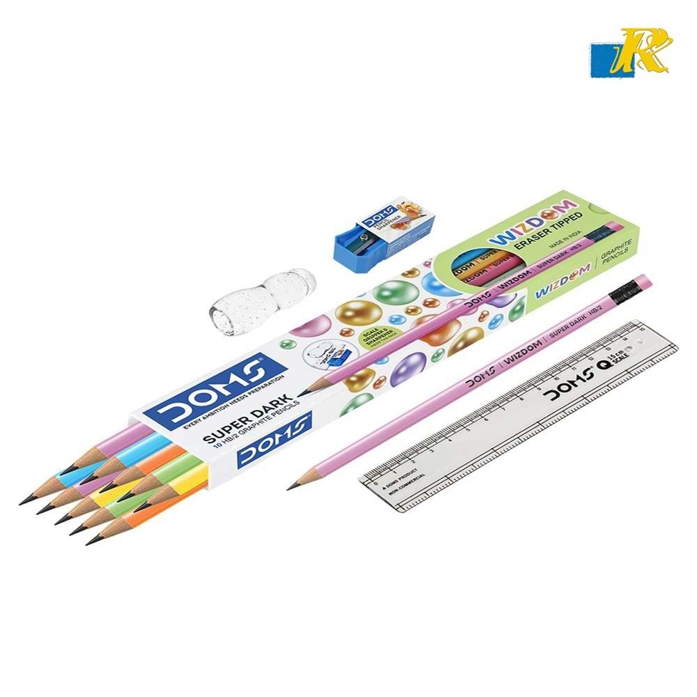 DOMS WIZDOM KURŞUN KALEM 12 ADET+KALEMTRAŞ+K.TUTACAK+CETVEL 8499