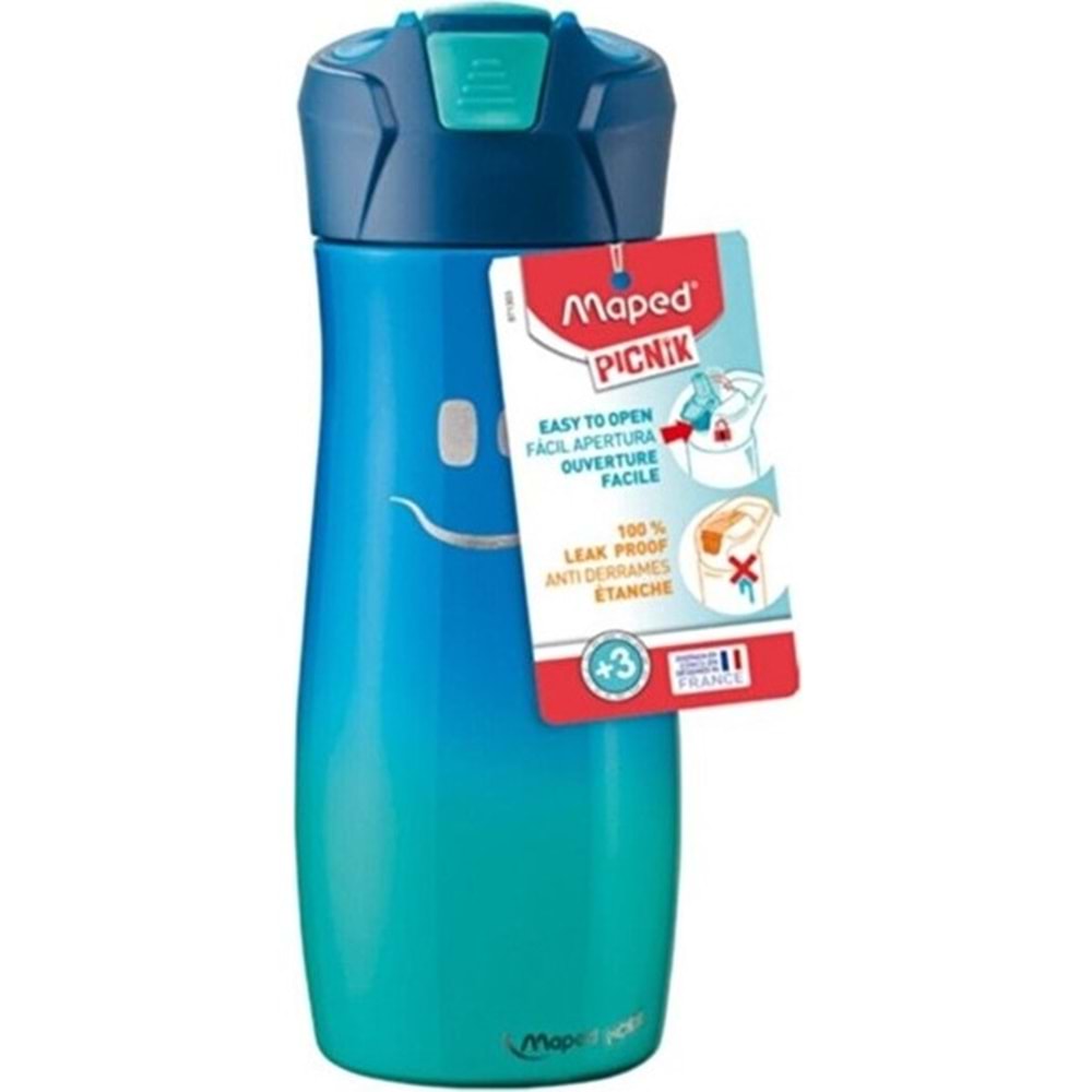 MAPED PİKNİK 580 ML ÇELİK MATARA MAVİ GÜLEN YÜZ 871303