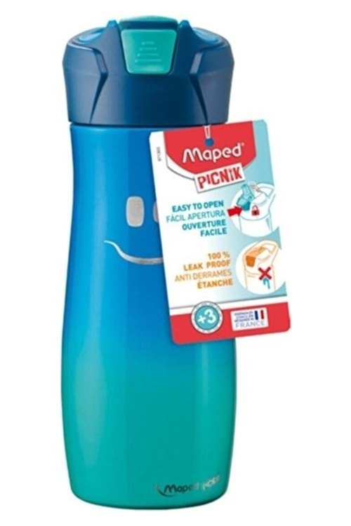 MAPED PİKNİK 580 ML ÇELİK MATARA MAVİ GÜLEN YÜZ 871303