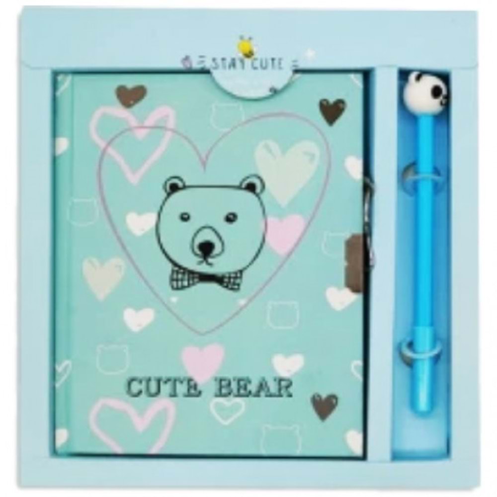 TAROS CUTE BEAR KALEMLİ KİLİTLİ HATIRA DEFTERİ-7118
