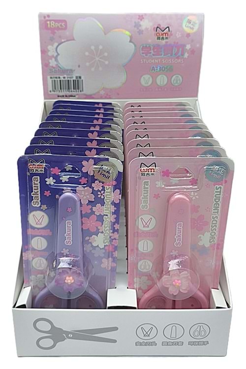 SAKURA ÖĞRENCİ MAKASI KILIFLI 18 Lİ A-3056